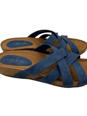*Euro Soft by Sofft Glisan Sandals Womens Size 9.5 Blue Strappy Comfort Casual